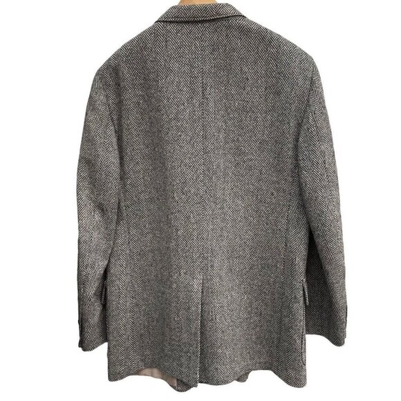 VTG 80s Wool Herringbone Tweed Single Breasted 2 Button Sportscoat Gray Men’s 44 - Picture 2 of 13